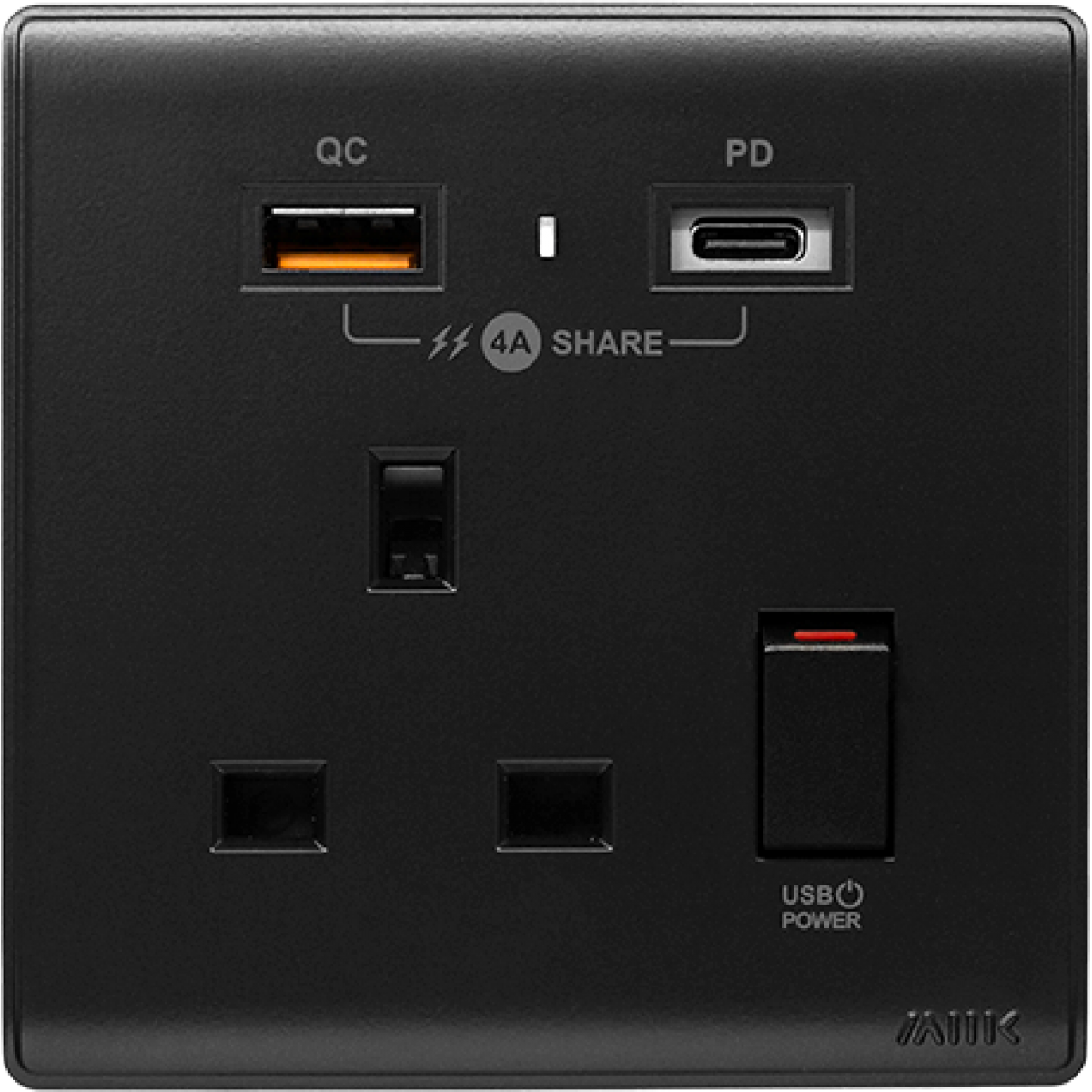 M2K PD105AP4-B 4A 單位 PD/QC USB 電掣插座 (黑色)